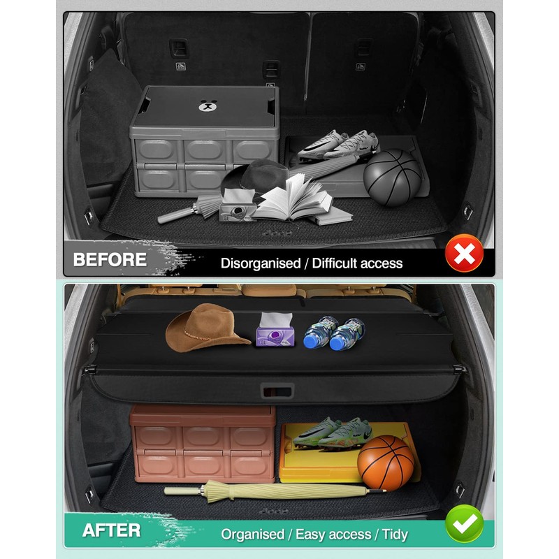 Powerty Cargo Cover for 2019-2023 Jeep Cherokee Trunk Cover Retractable