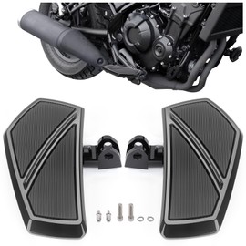 Kiawnia Motorcycle Front Footpegs for Honda Rebel 300 500 CMX300 CMX500 2017-2025, 360° Roating Anti-Slip Wide Foot Pegs Footrest, Rider Footboard, Motorbike Highway Footboard Accessories (Black A)