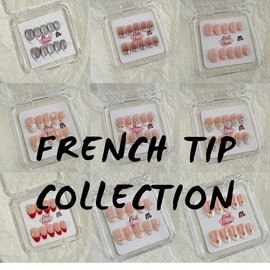 NailHaven｜ French Tip Collection｜ Press-On Nails - 10 Pcs Handmade Acrylic Nails with Cute Designs, Short Nails, and Nail Art, High Quality, Reusable:_24_extra small