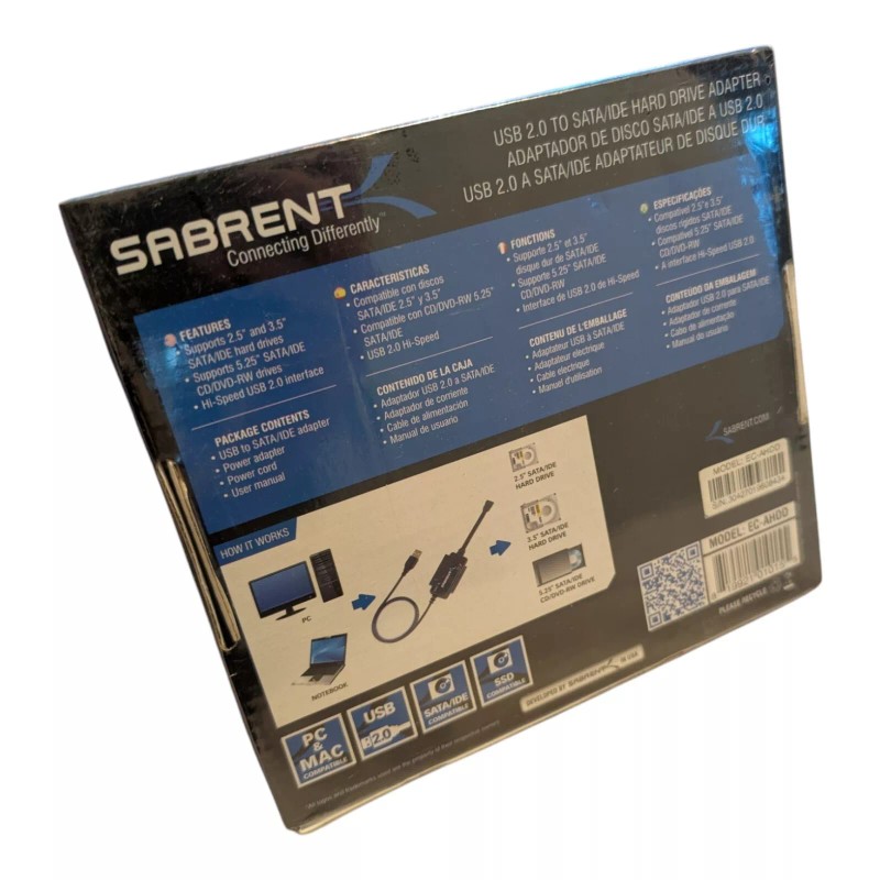 Sabrent USB 2.0 to SATA/IDE 2.5/3.5/-INCH Hard Drive Adapter EC-AHDD