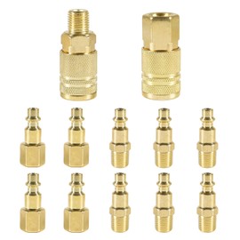 DIANN 12pcs Air Coupler and Plug Kit 1/4 Inch NPT Brass Air Hose Fittings Brass Quick Connector Air Fittings