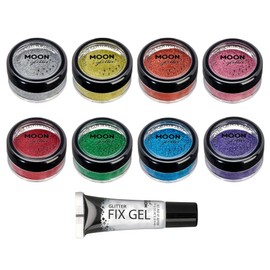 Moon Glitter Classic Ultra Fine Glitter Dust - 100% Cosmetic Glitter for Face, Body, Nails, Hair and Lips - 5g - Set of 8 Colours