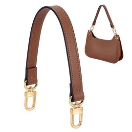 PH PandaHall 14.6 Inch Short Purse Strap, Brown Leather Bag Strap Handle Replacement Puse Handle Neutral Handbag Chain for Women DIY Wallet Underarm Bags Handbag Shoulder Bags, Golden Hardware