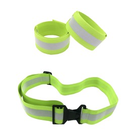 HiVisible Reflective Belt for Running Army PT Belt Reflective Running Gear + 2 Reflective Bands for Night Walking Bike Pant Leg Strap