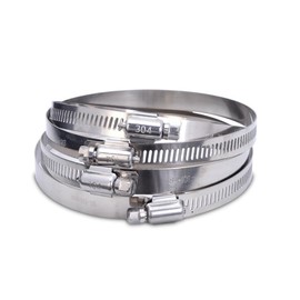 4 Piece Hose Band, 1.3 - 2.2 inches (33 - 57 mm), Stainless Steel, Strong Oar, Tenless Hose Band, Adjustable, Strong Fixation, For Plumbing, General Purpose Hose Clamp