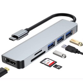 USB C Hub Adapter 6 in 1 Type C Hub with 4K USB C to HD USB 3.0 Ports SD/TF Card Reader USB C Dock for Type C Laptops
