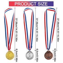 3 Pieces Number Medals, Gold Silver Bronze Award Medals with Ribbon Winner Awards 1st 2nd 3rd Metal Medals for Children, Olympic Style Winner Medals for Sports Day Prizes Party Favours Office Games