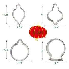 Large Christmas Ornaments Cookie Cutters, 4Pcs Winter Holiday Cutter Molds Size from 4" to 4.25" Snow Globe,Round Ornament,Teardrop Bauble, Finial Ornaments Shapes,Stainless Steel