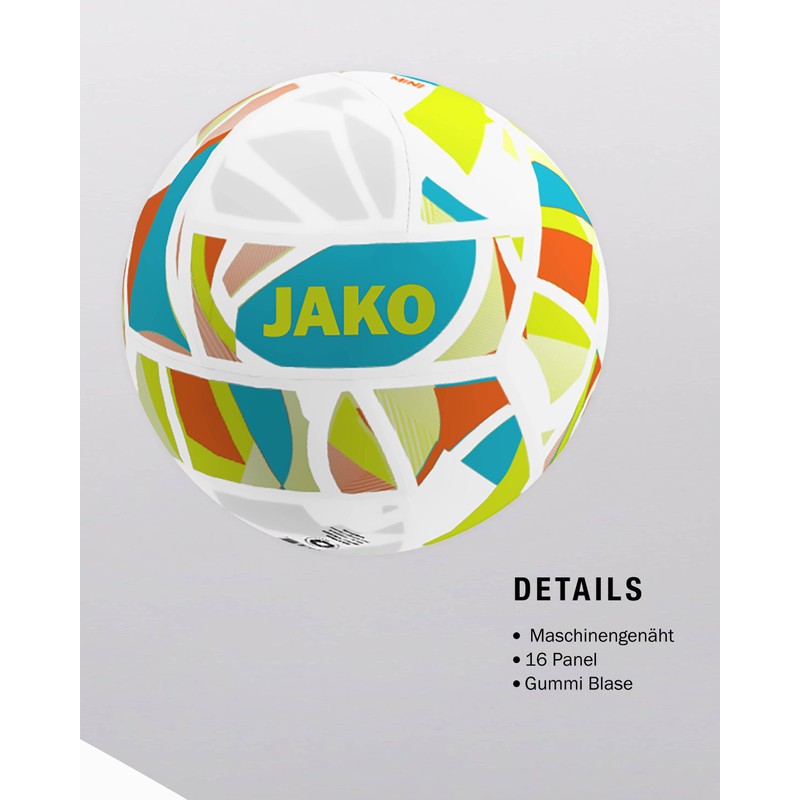 JAKO Iconic Mini Ball White/Cyan/Neon Yellow, 1