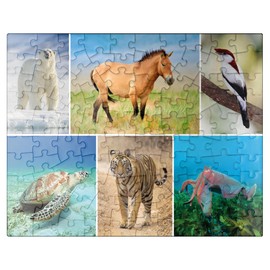 MyPuzzle Unique - Endangered Species - Collage No. 4 - Premium 100 Piece Jigsaw Puzzle for Adults