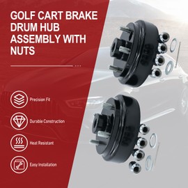 REVOTUNE 2-Pack Golf Cart Brake Drum Hub Assembly compatible with EZGO 1992-Up 4-Cycle Gas Engines 1 Inch Large Hole 30 Teeth Replaces OE 21807G1 21807-G1 41843-94