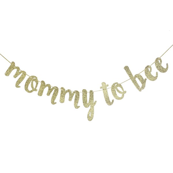 Mommy to Bee Banner Sign for Baby Shower Gender Reveal Birthday Party Decor Bumble Bee Cursive Bunting Decorations Gold Glitter