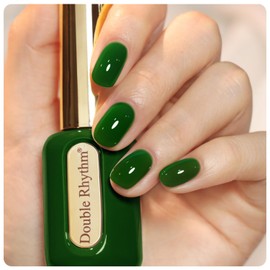 Double Rhythm 0.50 OZ Gel Polish Hema Free Same Color Same Bottle Golden Round Translucent Neutral Natural Milky 15 ML Jelly UV Polish Art DIY at Home (Dark Green-C1287)