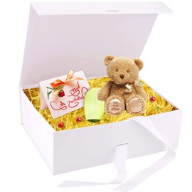 Gift Box with Lid Bow 21 x 17 x 7 cm, Gift Box, Magnetic Gift Box, Reusable Gift Box, Birthday, Gift Box with Ribbon, Large Decorative Box