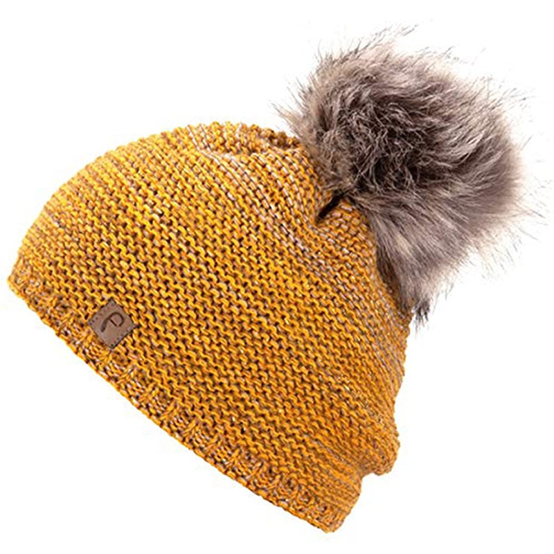 Faera Winter Warm Lined Faux Fur Bobble Hat, Fleece Lining,