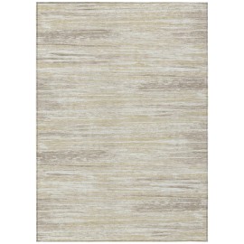 Homeroots 3' X 5' Beige Brown And Ivory Striped Washable Indoor Outdoor Area Rug