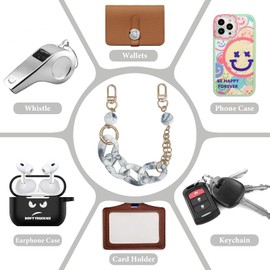 CLARKCAS Phone Lanyards Wrist Strap,Metal Acrylic Hook Wristlet Bracelets Phone Wristlet Strap Decoration Gifts,Black and White