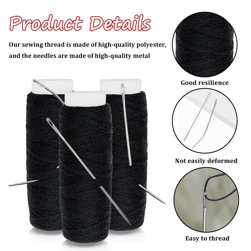 20 PCS Hair Needle and Black Thread Kit for Making