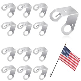 Therwen 12 Pcs Classroom Mounting Brackets Classroom Flag Wall Bracket Aluminum Classroom Style Flag Pole Bracket Mount for 12" x 18" and 2' x 3' School Flags (Screws Included)