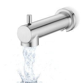 YASINU Slip on Extra Long Tub Spout with Diverter Universal Tub Diverter Spout for 1/2" Copper Water Pipe, Brushed Nickel
