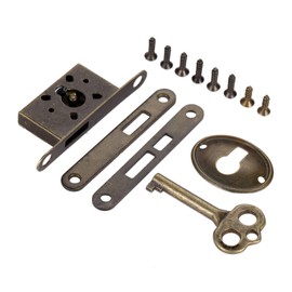 Dophee 1Set Antique Bronze Full Mortise Mini Decorative Locks with Key for Furniture Drawers Wardrobe Cabinet Jewelry Box Lock Replacement
