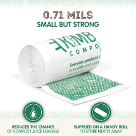 KC’s 3-Gallon Compostable Trash Bags with Drawstring – 100 Count Roll, Small Biodegradable Bags for Bathroom, Bedroom, Office & Food Scraps – Certified ASTM D6400 & OK Compost HOME