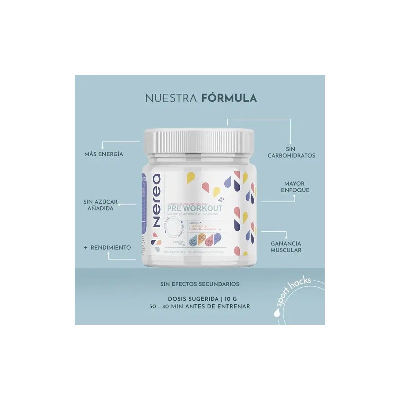 Nerea Pre Entreno Natural Sabor Frutos Rojos 1 Mes