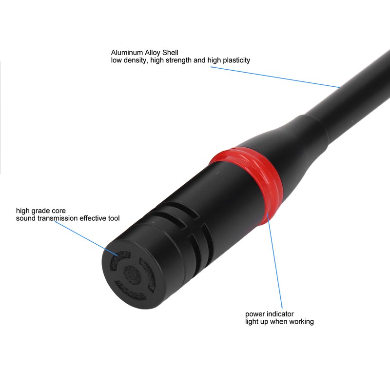 Gooseneck Microphone 17.7in Flexible Noise Reduction Gooseneck Plug in Microphone