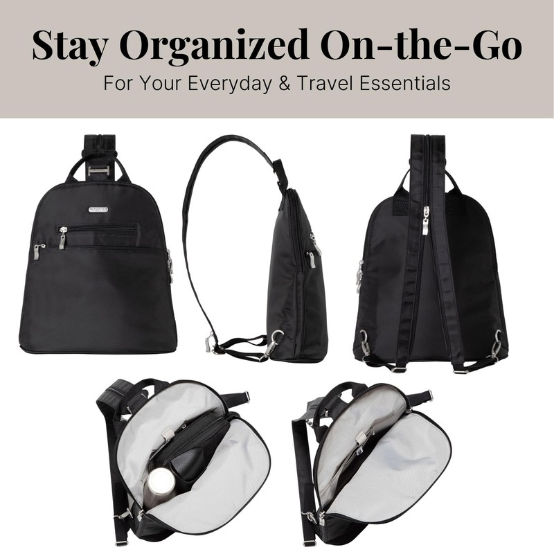 Baggallini Essential Convertible Backpack - Small 12x11 Inch Sling Bag