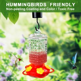 JALAMWANG - Comedero de vidrio para colibríes para colgar al aire última intervensión, 15 onzas, sellado y a prueba de fugas, fácil de limpiar y llenar, que contiene foso de hormiga, para atraer