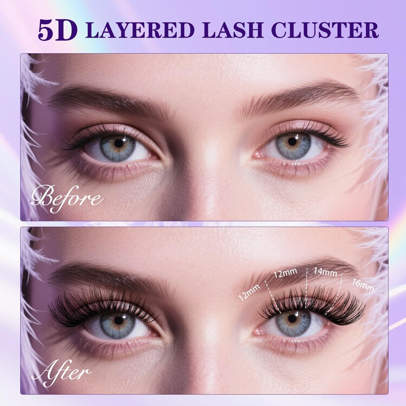 B&Q Lash Clusters Fluffy Wispy Voluminous - 144 PCS Feath5D