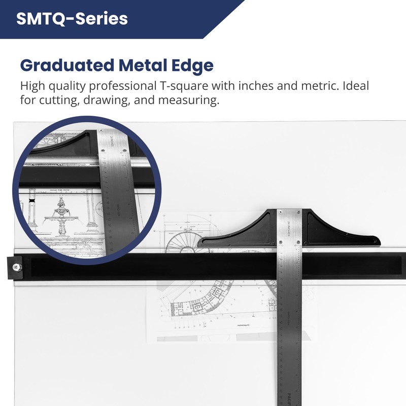 Pacific Arc 24 Inch T Square, Traditional Stainless Steel, Graduated