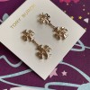 TORY BURCH KIRA LINEAR DOUBLE LOGO DROP Earrings Rose Gold