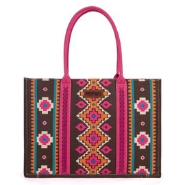 Wrangler Large Tote Bag for Women Aztec Handbags Boho Western Tote Bag-Fall Fashion - Color: Angel Diamond Hot Pink-L,Angel Diamond Hot Pink-l