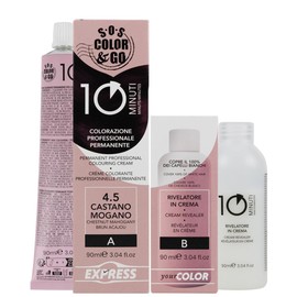 SOS Color & Go Set Colorazione Permanent in 10 Minuti Colour 4.5 Chestnut Brown Mogano