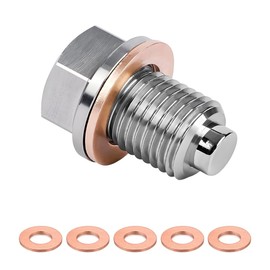 SHMZK M14×1.5 Magnetic Oil Drain Plug, Aluminum Sump Drain Nut Bolt with 5 Copper Crush Washer, Leak-Proof Engine Magnetic Oil Drain Plug for Most Vehicles, Car Accessories