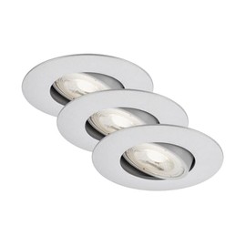 BRILONER - Set of 3 LED Recessed Spotlights, 230 V, LED Spotlight Bathroom IP65, Ceiling Spotlight Infinitely Dimmable, Spots, Ceiling Spots, Bathroom Lamp, Matt Chrome, 90 x 42 mm (DxH)