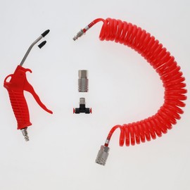 Durable Duster Gun RP45560 - Truck Air Duster Blow Gun Kit with 16ft Long Coil Hose Quick-Connect Nozzles 174 psi