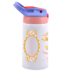 Princess Kid's Cup with Name/insulated with lid and straw/gift for girl who loves princesses back to school water bottle girls tumbler