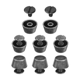 sourcing map 8set Flat Head Stud Spike 12mm Metal Purse Feet Handbag Nail Head Stud Flat Buckle Button Cap Cone Rivets Bucket Spike Tool Set for DIY Leather Craft, Gun Color