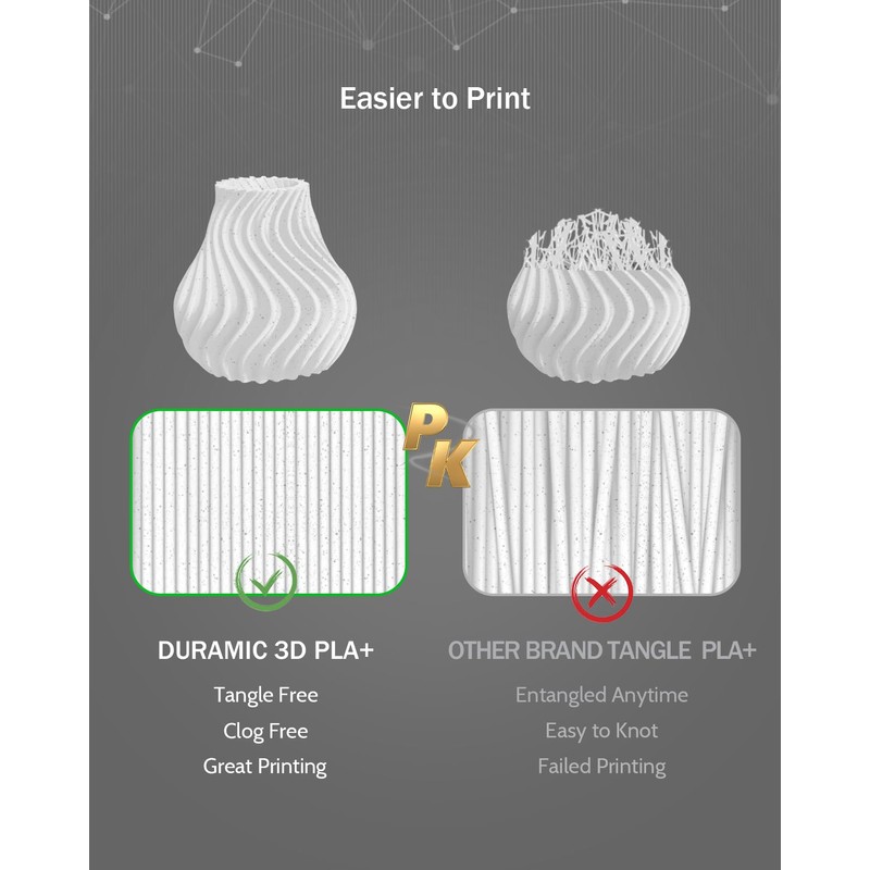 DURAMIC 3D PLA+ Filament 1.75mm 1Kg Marble, PLA Plus 3D