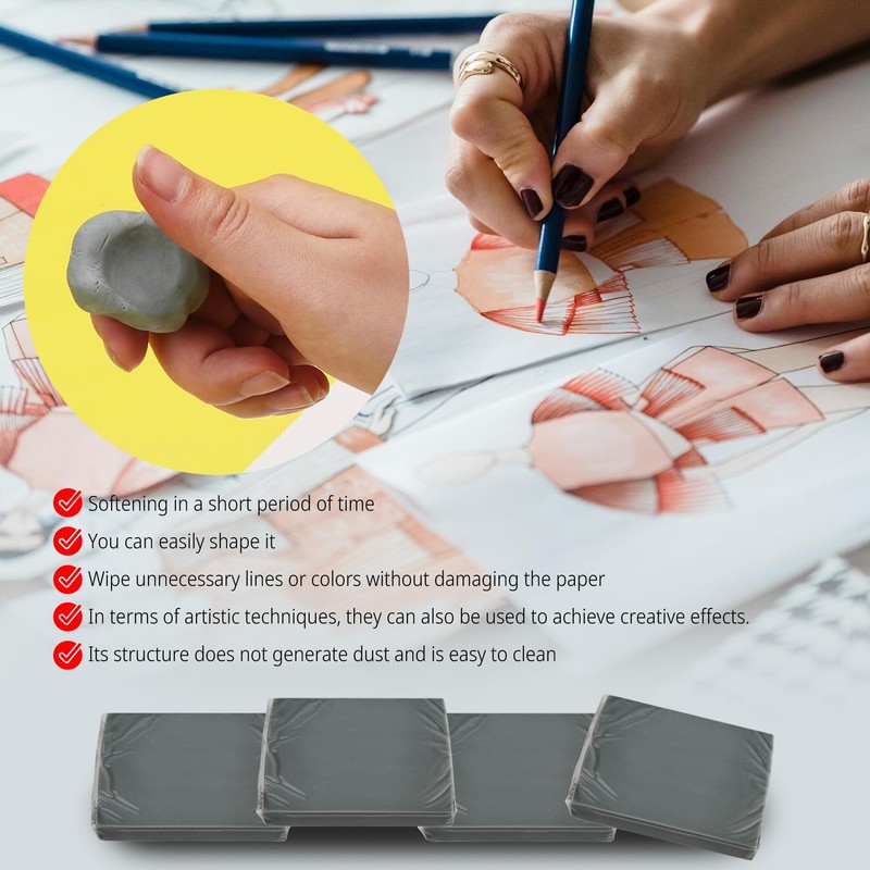 SimautHawk 4 Pack Kneaded Eraser, Artist Eraser, Erasers for Drawing,