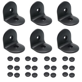 6 Pcs 2" x 2" L Shape Corner Bracket, 90 Degree Right Angle Bracket, Black Plastic L Shape Corner Brace with Screw Cover Cap