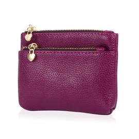 Creaher Women's Genuine Leather Coin Purses Mini Purse Coin Bag Small with Zip Card Slots Wallet, purple, purses