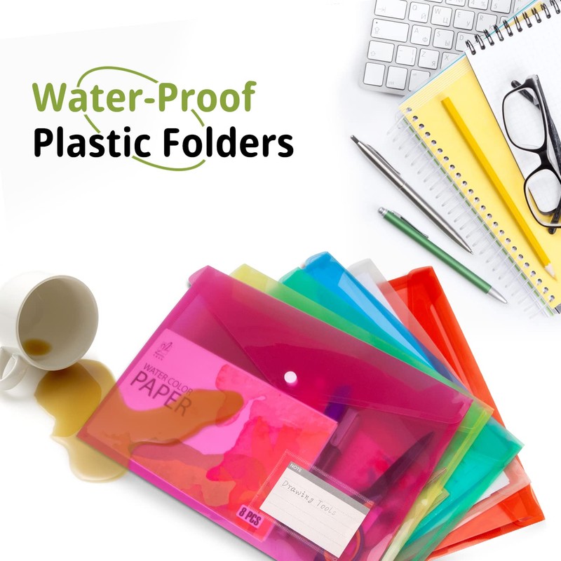 Plastic Wallets, 30 Pack A4 File Folders for Document Paperwork
