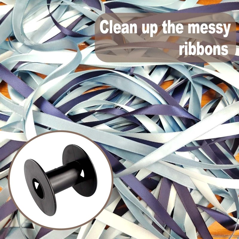 6 Pcs Plastic Spool 71mm Black Bobbin Round Ends Empty