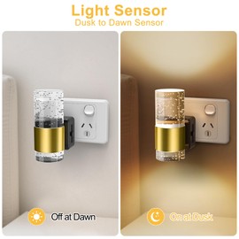 Night Light Plug in, LED Night Light with Dusk to Dawn Sensor, Dimmable Night Light with 0-100 LM Adjustable Brightness, 3000K Kids Nightlight for Bedroom, Bathroom, Kitchen, Hallway, Stair (2 Pack)