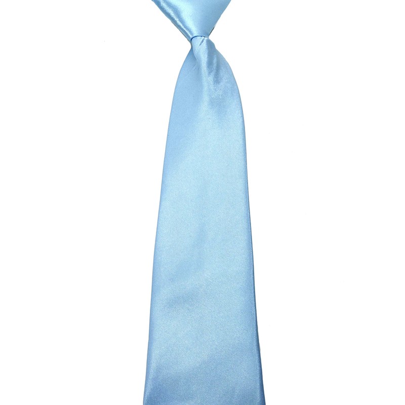 Kids Satin Solid Plain Colour Elasticated Tie (Baby Blue)