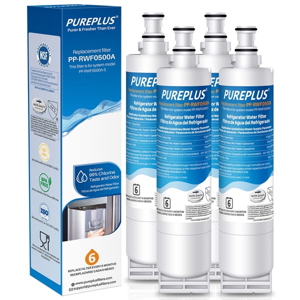 PUREPLUS 4396508 Refrigerator Water Filter, Replacement for EDR5RXD1, EveryDrop Filter 5, 4396510, 4392857, Kenmore 46-9010, 9085, LC400V, WF-NLC240V, RFC0500A, WF285, W10186668, 4Pack