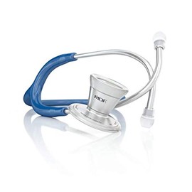 MDF ProCardial Cardiology Stethoscope, Stainless Steel, Adult, Dual Head, Free-Parts-for-Life, Royal Blue Tube, Silver Chestpiece-Headset, MDF79710
